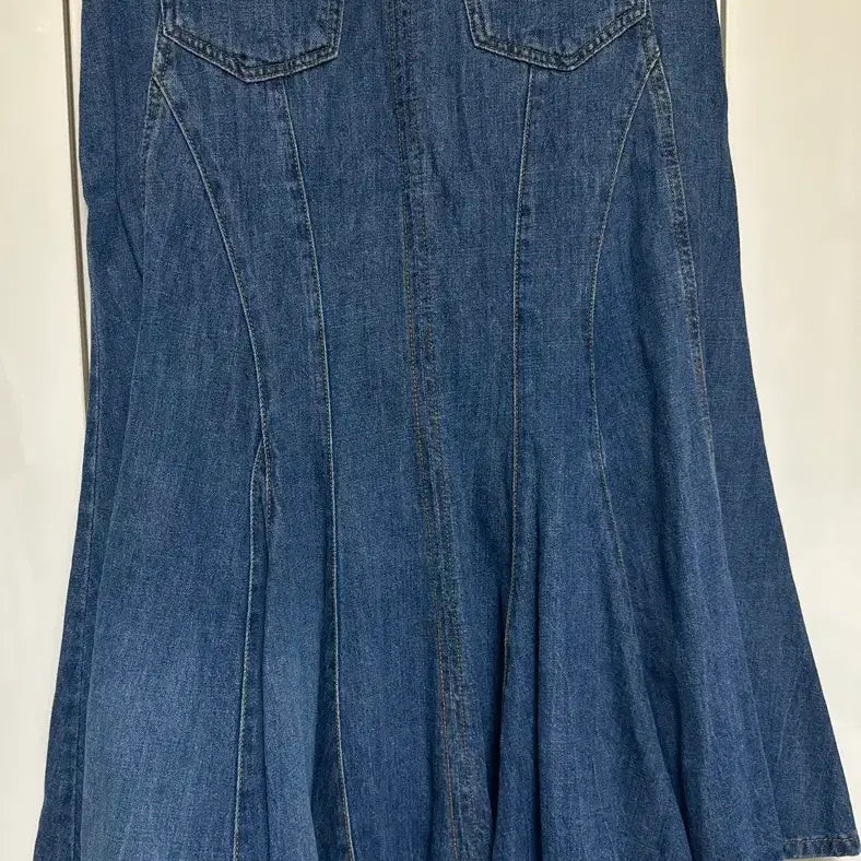 [BUNJANG] Hanssem System Denim Asymmetric Flounce Skirt / 한섬시스템 청 데님 언발란스 훌 스커트