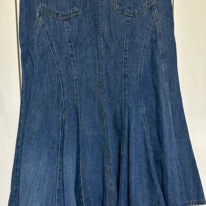 [BUNJANG] Hanssem System Denim Asymmetric Flounce Skirt / 한섬시스템 청 데님 언발란스 훌 스커트