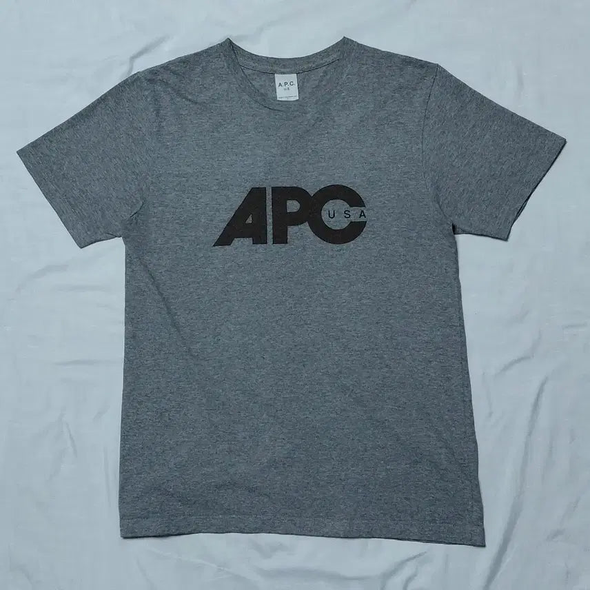 [BUNJANG] A.P.C. U.S. Logo T-Shirt (Melange Gray, S) / A.P.C. U.S. 로고 반팔 티셔츠 (멜란지 그레이 / S)