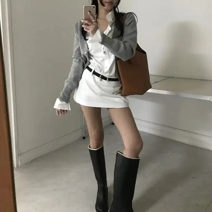 [BUNJANG] Low-Rise Mini Skirt (White/S) / 로우라이즈 미니스커트(화이트/S)