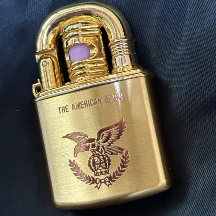[BUNJANG] Point.JEI Gold Plated Lighter with Leather Case / Point.JEI 금장 라이터 빈티지+가죽케이스