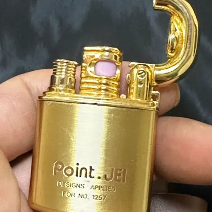 [BUNJANG] Point.JEI Gold Plated Lighter with Leather Case / Point.JEI 금장 라이터 빈티지+가죽케이스