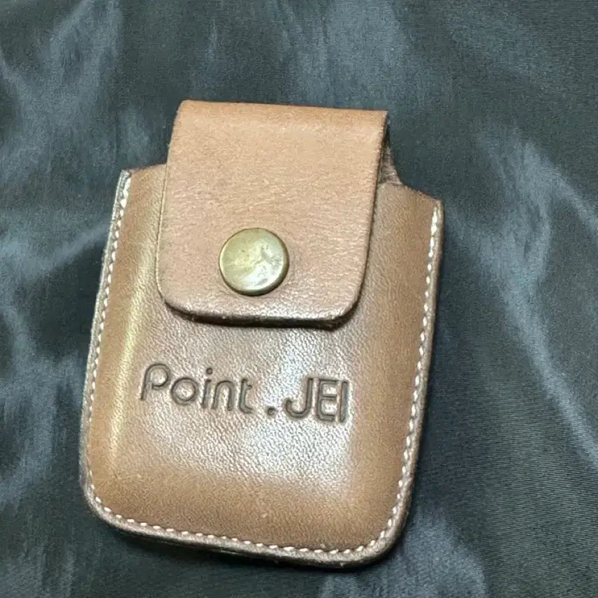 [BUNJANG] Point.JEI Gold Plated Lighter with Leather Case / Point.JEI 금장 라이터 빈티지+가죽케이스