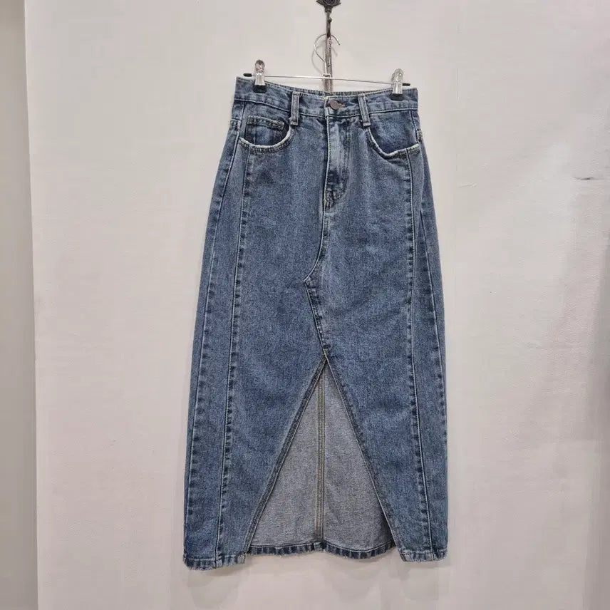 [BUNJANG] Denim Slit Maxi Skirt / 데님 트임 롱 스커트 청치마