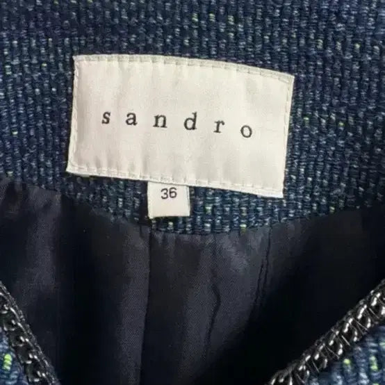 [BUNJANG] Sandro Blue Tweed Open Jacket / 산드로 블루 트위드 오픈형 자켓