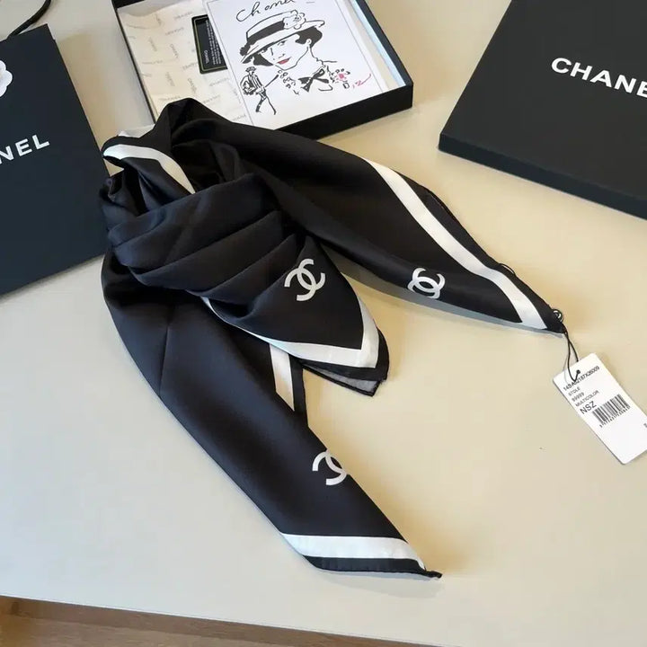 [BUNJANG] Chanel Black Scarf / 샤넬 블랙 스카프