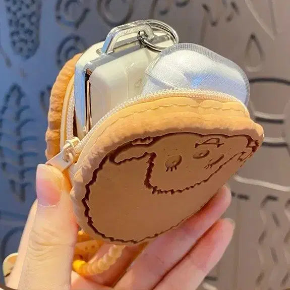 [BUNJANG] Mongkichi Character Coin Purse Keyring / 몽키치 캐릭터 동전 지갑 키링 핑크/브라운