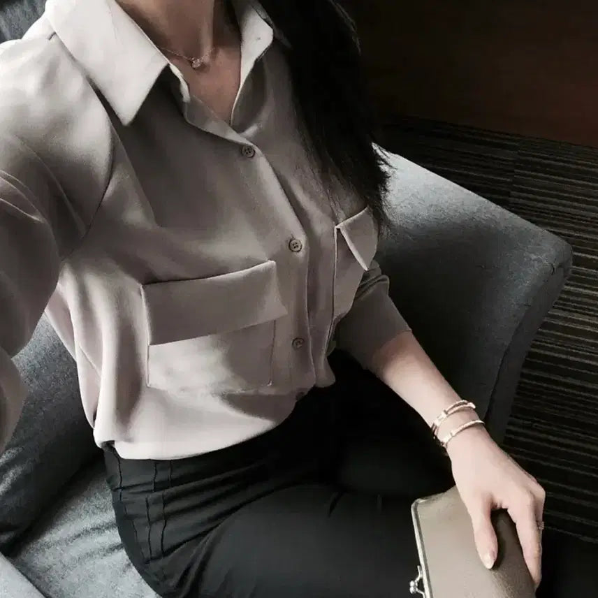 [BUNJANG] Matilly Room Pocket Blouse Mocha / 마틸리룸 포켓 블라우스 모카
