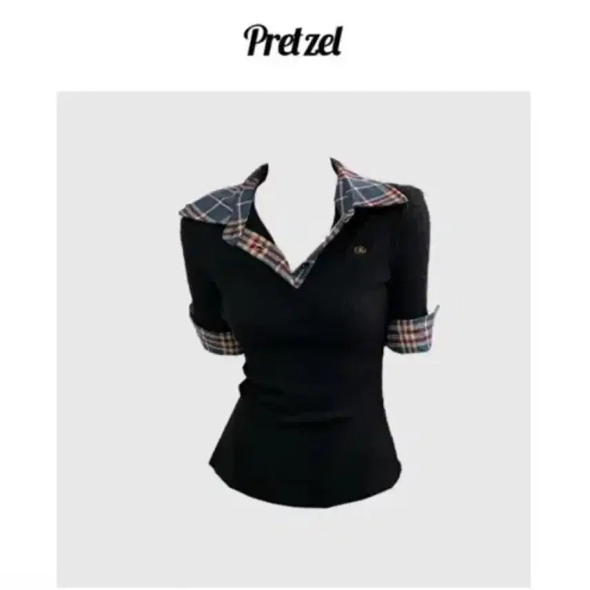 [SOLD OUT] 에이블리 프레첼 에카 체크 골지 반팔
