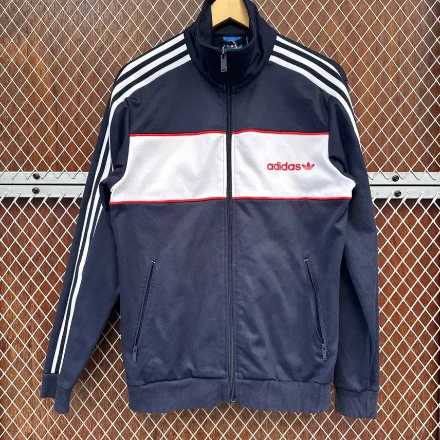 [BUNJANG] Adidas Color Block Navy Track Top Jacket / 아디다스 컬러 배색 블록 네이비 삼선 트랙탑 져지 자켓 M