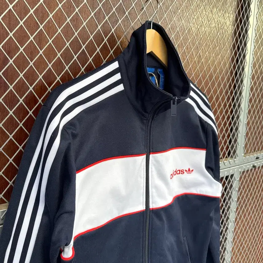 [BUNJANG] Adidas Color Block Navy Track Top Jacket / 아디다스 컬러 배색 블록 네이비 삼선 트랙탑 져지 자켓 M