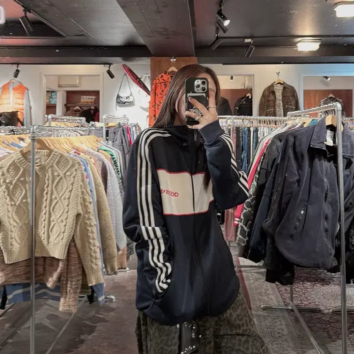 [BUNJANG] Adidas Color Block Navy Track Top Jacket / 아디다스 컬러 배색 블록 네이비 삼선 트랙탑 져지 자켓 M