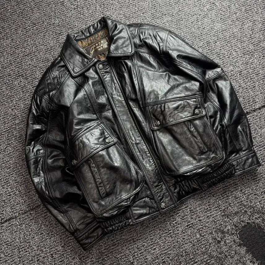 [BUNJANG] Brother Vintage Lambskin Leather Bomber Jacket / 빈티지 아카이브 양가죽 봄버 자켓 3377