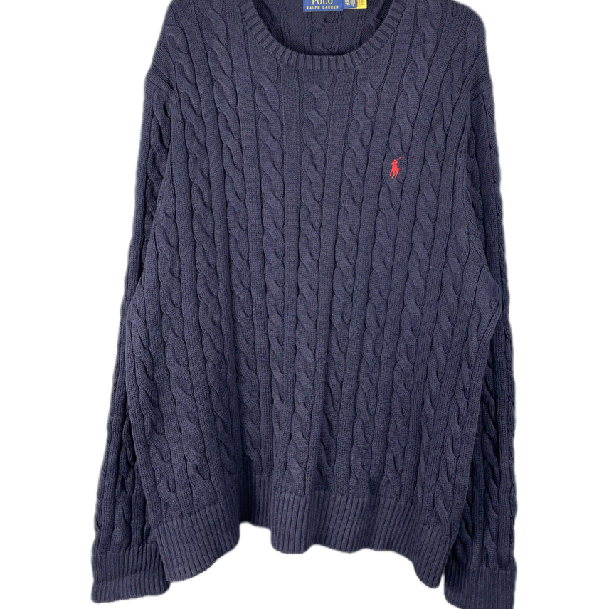 [BUNJANG] Polo Ralph Lauren Cotton Cable Knit Sweater / [XXL] 폴로 랄프로렌 코튼 케이블 꽈배기 니트 스웨터 QR인증