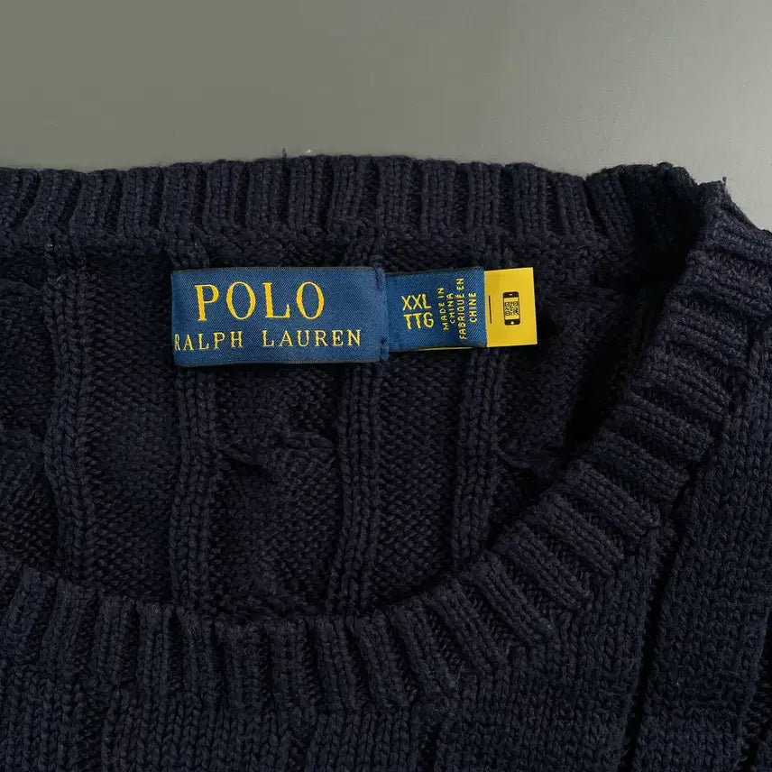 [BUNJANG] Polo Ralph Lauren Cotton Cable Knit Sweater / [XXL] 폴로 랄프로렌 코튼 케이블 꽈배기 니트 스웨터 QR인증