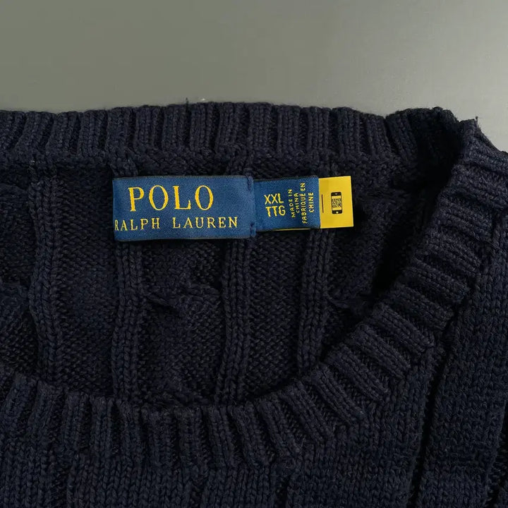 [BUNJANG] Polo Ralph Lauren Cotton Cable Knit Sweater / [XXL] 폴로 랄프로렌 코튼 케이블 꽈배기 니트 스웨터 QR인증