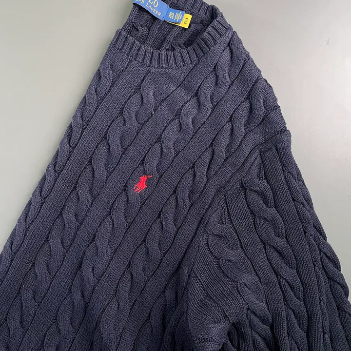 [BUNJANG] Polo Ralph Lauren Cotton Cable Knit Sweater / [XXL] 폴로 랄프로렌 코튼 케이블 꽈배기 니트 스웨터 QR인증