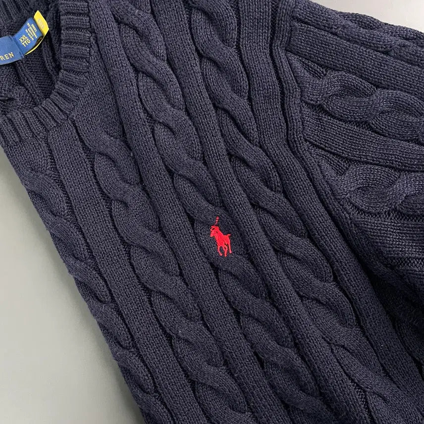 [BUNJANG] Polo Ralph Lauren Cotton Cable Knit Sweater / [XXL] 폴로 랄프로렌 코튼 케이블 꽈배기 니트 스웨터 QR인증
