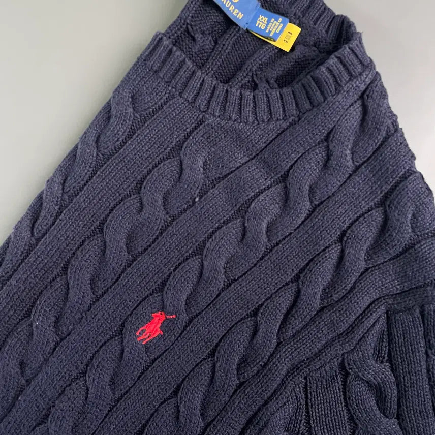 [BUNJANG] Polo Ralph Lauren Cotton Cable Knit Sweater / [XXL] 폴로 랄프로렌 코튼 케이블 꽈배기 니트 스웨터 QR인증