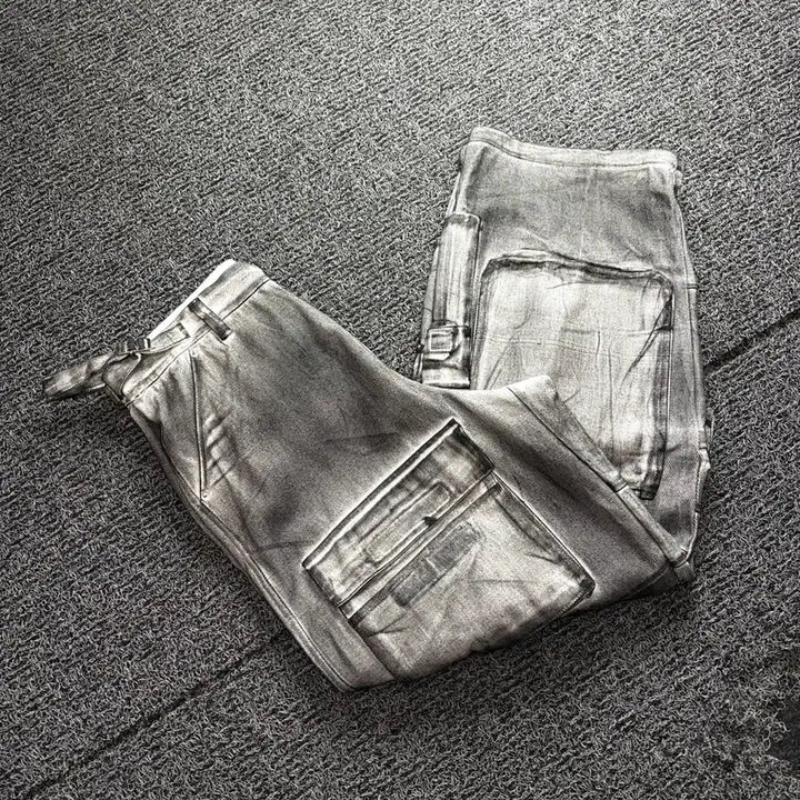 [BUNJANG] G/R Painted Denim Cargo Dirty Pants / 그레일즈 프로젝트G/R 페인티드 데님 카고 더티 팬츠 3378