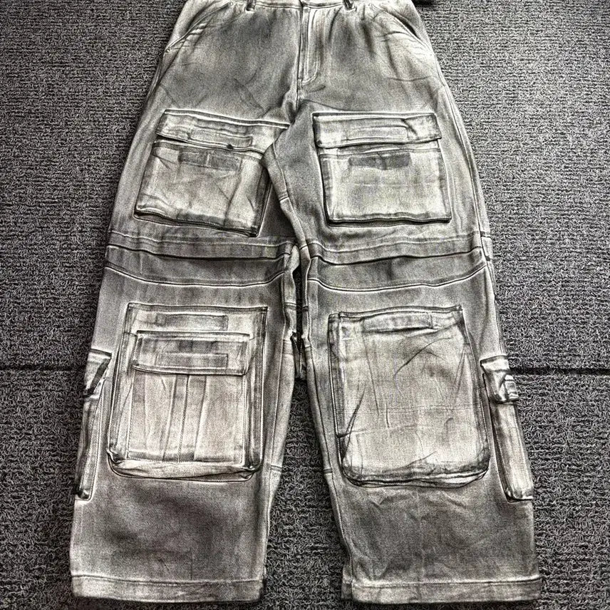 [BUNJANG] G/R Painted Denim Cargo Dirty Pants / 그레일즈 프로젝트G/R 페인티드 데님 카고 더티 팬츠 3378