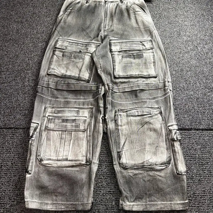 [BUNJANG] G/R Painted Denim Cargo Dirty Pants / 그레일즈 프로젝트G/R 페인티드 데님 카고 더티 팬츠 3378
