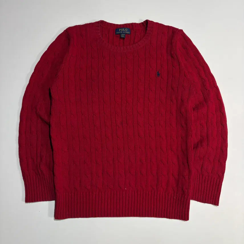 [BUNJANG] Polo Ralph Lauren Cable Knit Sweater / 폴로랄프로렌 레드 케이블 니트 스웨터