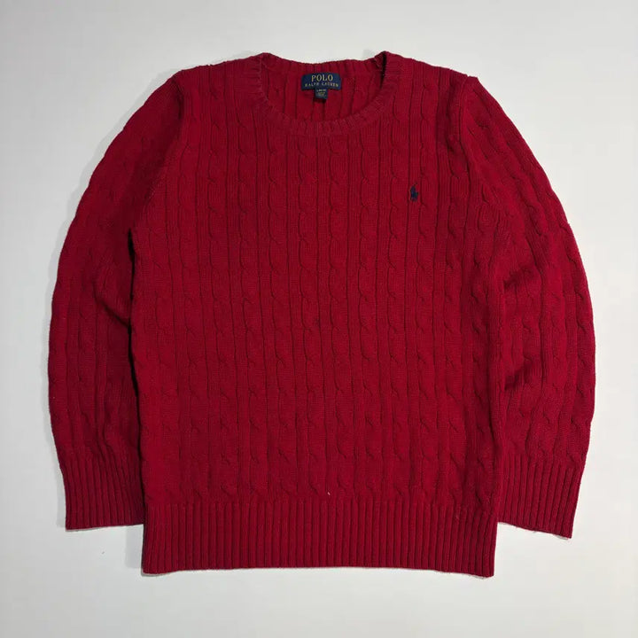 [BUNJANG] Polo Ralph Lauren Cable Knit Sweater / 폴로랄프로렌 레드 케이블 니트 스웨터