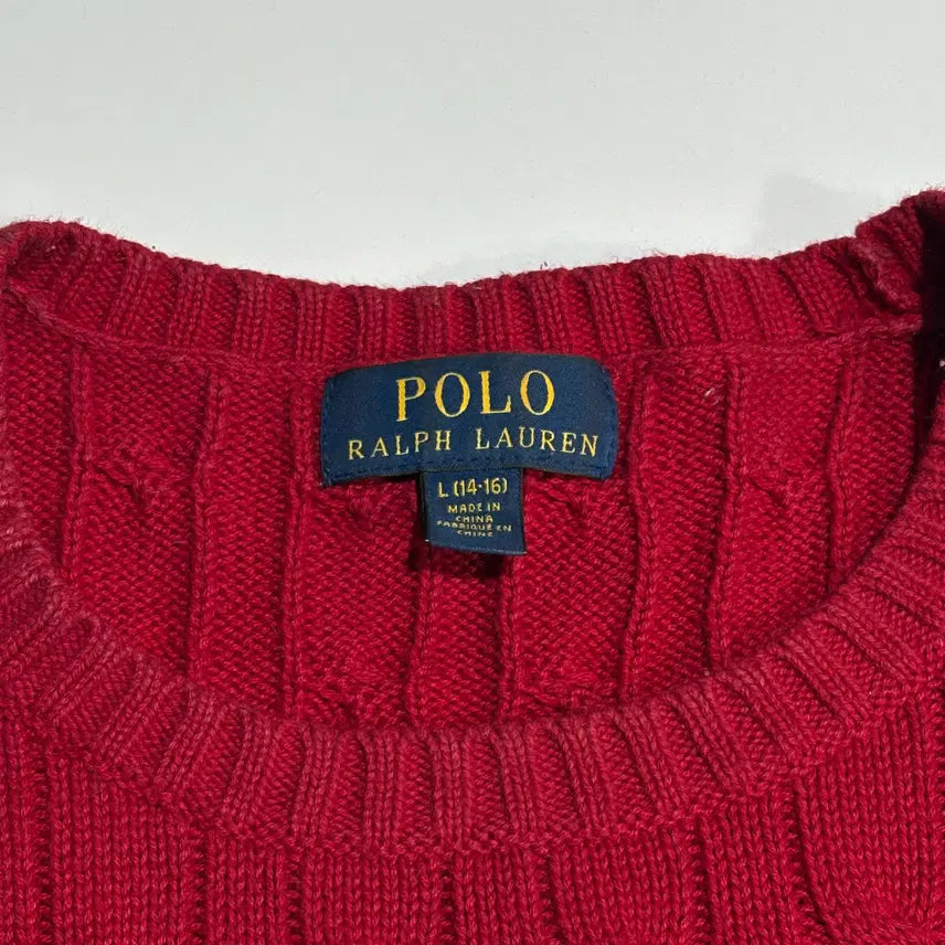 [BUNJANG] Polo Ralph Lauren Cable Knit Sweater / 폴로랄프로렌 레드 케이블 니트 스웨터