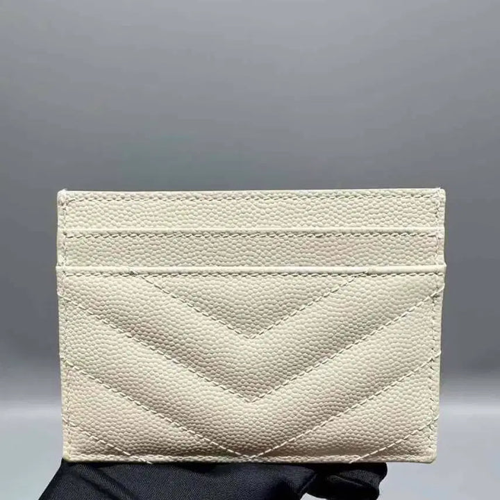 [BUNJANG] Saint Laurent Cassandra Matelassé Grain Leather Card Wallet / 생로랑 카산드라 마틀라세 그레인 레더 카드지갑 블랑 빈티지