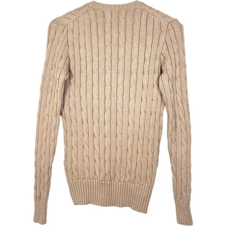 [BUNJANG] Polo Ralph Lauren Cable Knit V-Neck Sweater / [XS] 폴로 랄프로렌 코튼 케이블 꽈배기 브이넥 니트 스웨터 QR인증