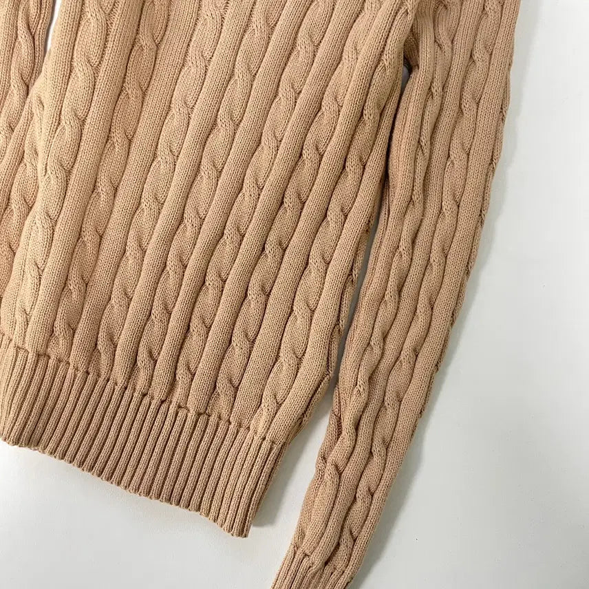 [BUNJANG] Polo Ralph Lauren Cable Knit V-Neck Sweater / [XS] 폴로 랄프로렌 코튼 케이블 꽈배기 브이넥 니트 스웨터 QR인증