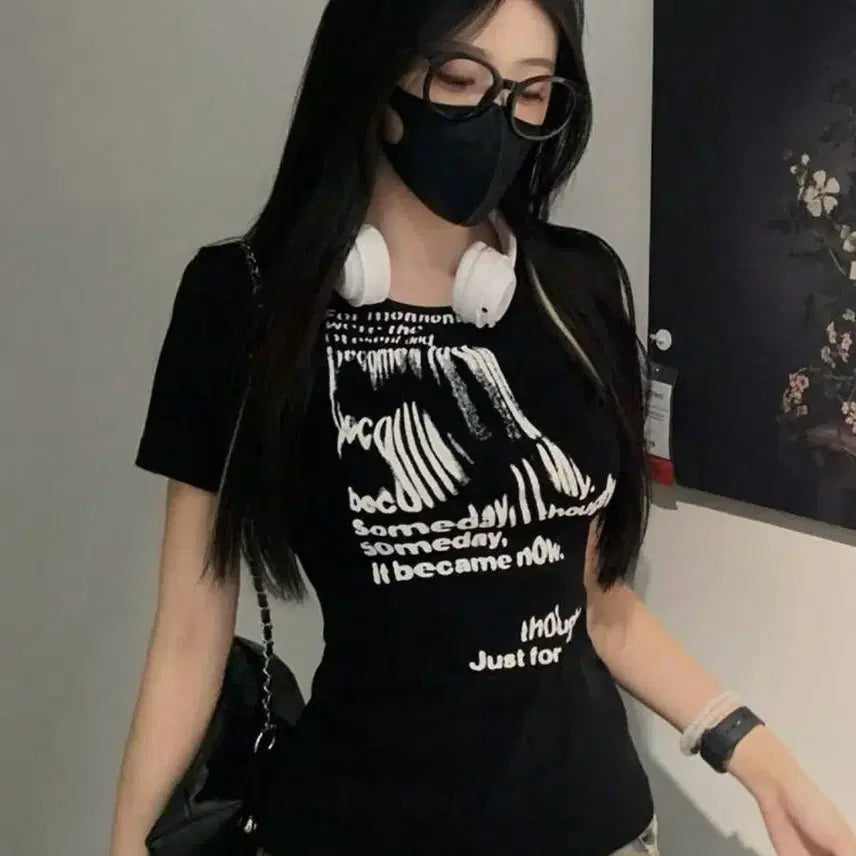 [BUNJANG] Casual Printed Short Sleeve T-shirt / 여성용 캐주얼 프린트 반팔