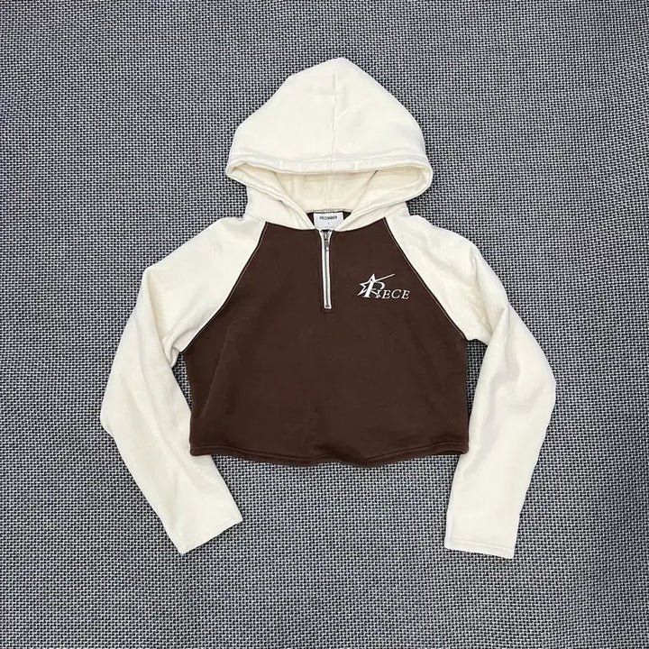 [BUNJANG] Piece Maker Crop Half-Zip Hoodie / 피스메이커 크롭 후드 반집업