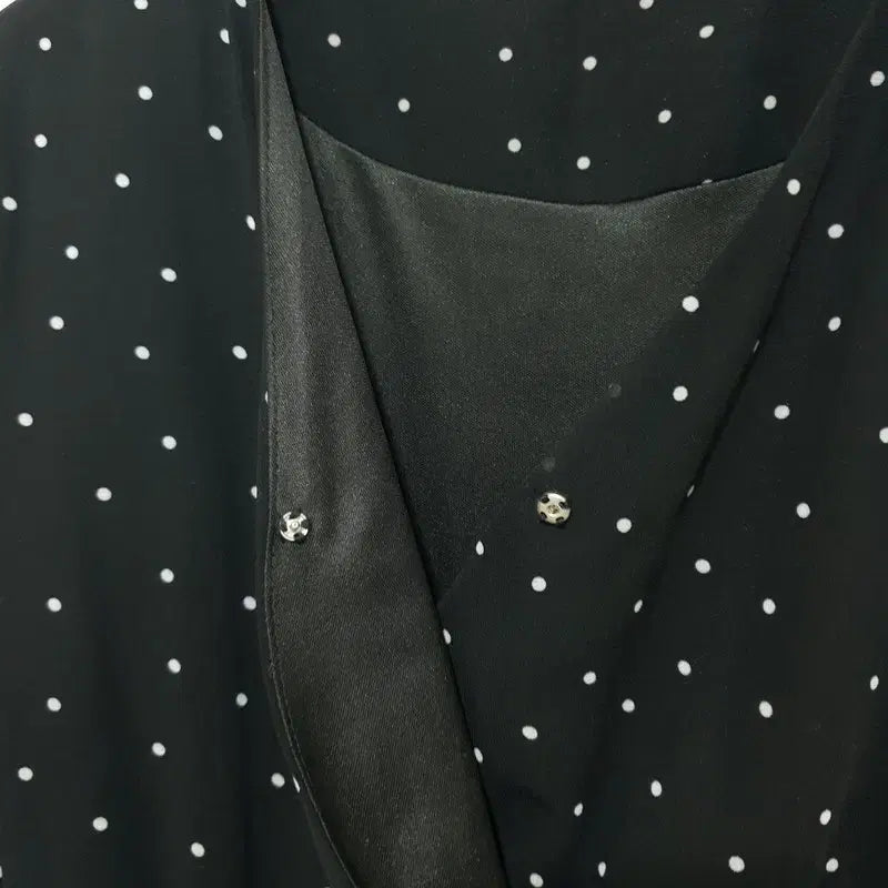 [BUNJANG] 66Girls Dot Pattern V-Neck Long Dress / 육육걸즈 도트 패턴 브이넥 롱 원피스 F_S0639