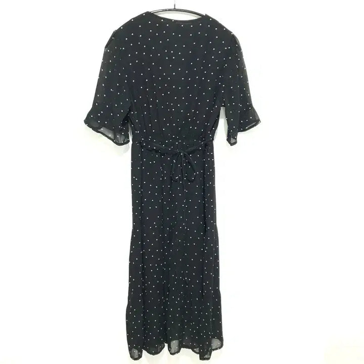 [BUNJANG] 66Girls Dot Pattern V-Neck Long Dress / 육육걸즈 도트 패턴 브이넥 롱 원피스 F_S0639