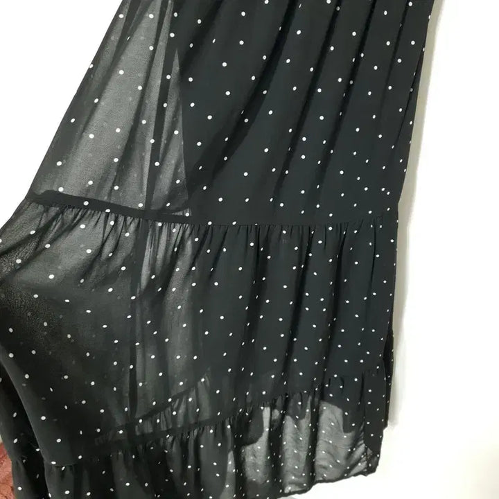 [BUNJANG] 66Girls Dot Pattern V-Neck Long Dress / 육육걸즈 도트 패턴 브이넥 롱 원피스 F_S0639