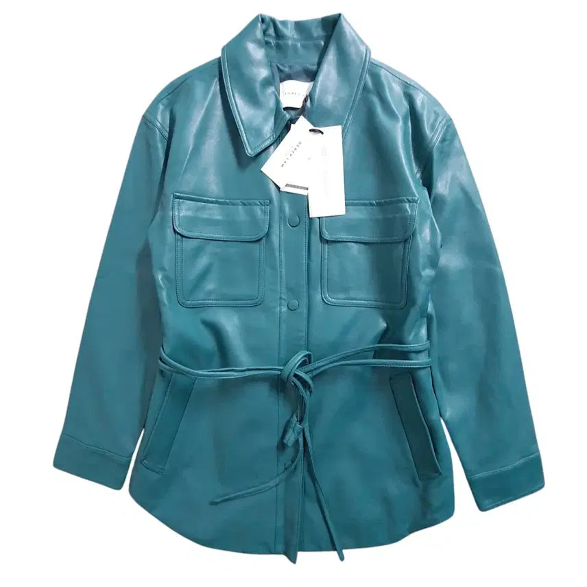 [BUNJANG] Derek Lam Faux Leather Windproof Jacket / 데렉램 새상품 2020 여성 방풍 허리끈 가죽 자켓 55