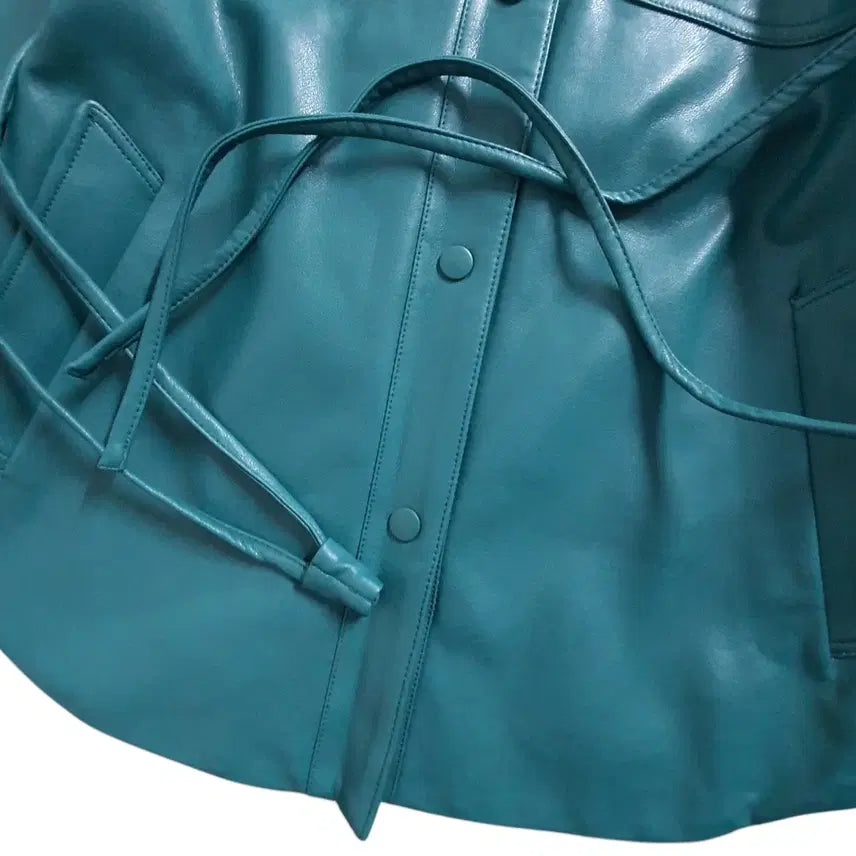 [BUNJANG] Derek Lam Faux Leather Windproof Jacket / 데렉램 새상품 2020 여성 방풍 허리끈 가죽 자켓 55