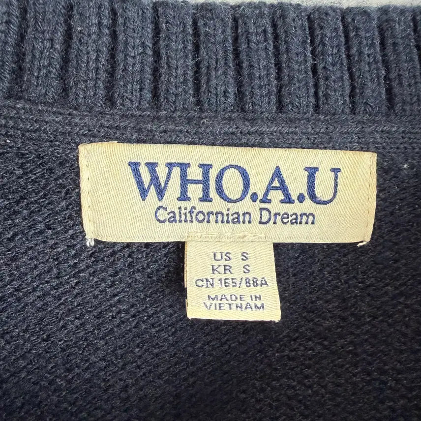 [BUNJANG] Who.A.U Stripe Bear Round Knit / S) 후아유 스트라이프 베어 라운드 니트