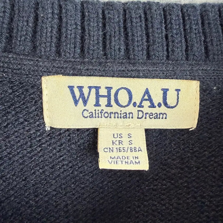 [BUNJANG] Who.A.U Stripe Bear Round Knit / S) 후아유 스트라이프 베어 라운드 니트