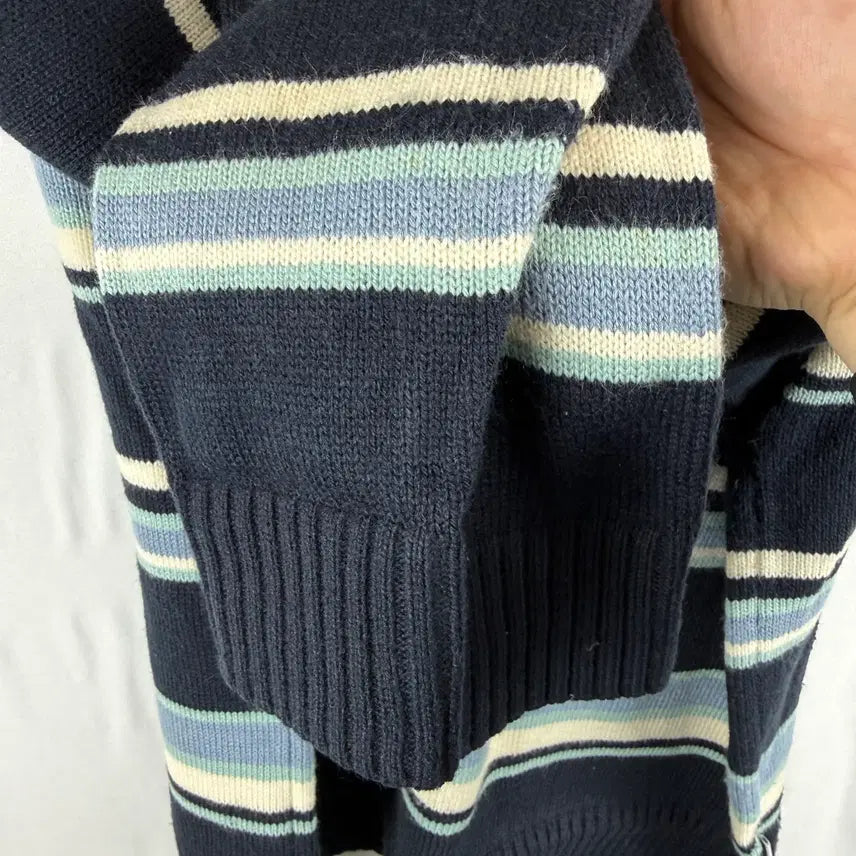 [BUNJANG] Who.A.U Stripe Bear Round Knit / S) 후아유 스트라이프 베어 라운드 니트