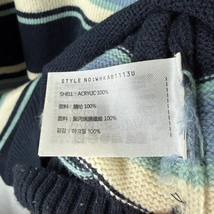 [BUNJANG] Who.A.U Stripe Bear Round Knit / S) 후아유 스트라이프 베어 라운드 니트