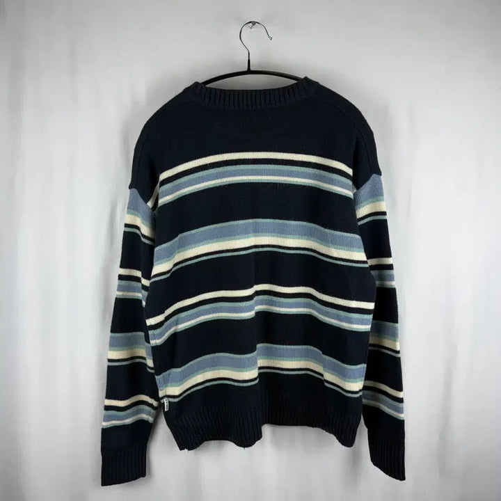 [BUNJANG] Who.A.U Stripe Bear Round Knit / S) 후아유 스트라이프 베어 라운드 니트