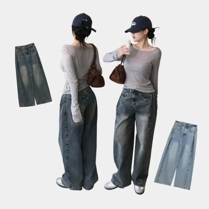 [SOLD OUT] 히니크 소칸 폴딩 스냅 와이드 팬츠 중청 숏버전 L사이즈