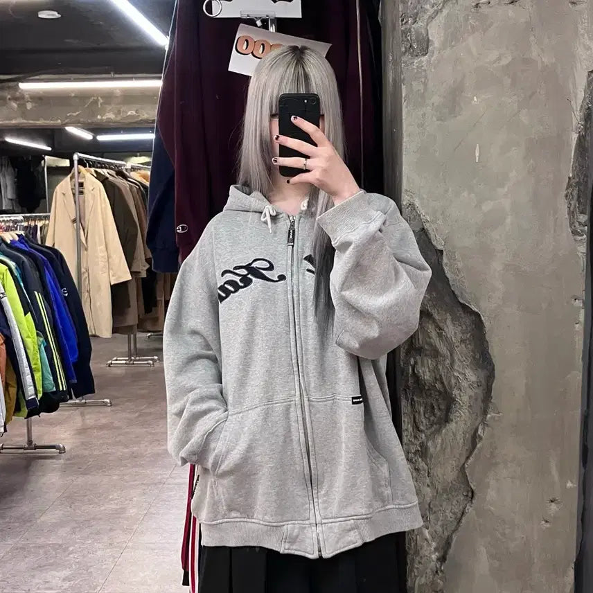 [BUNJANG] Karl Kani Hooded Zip-Up Gray L / 칼 카니 후드집업 그레이 L  