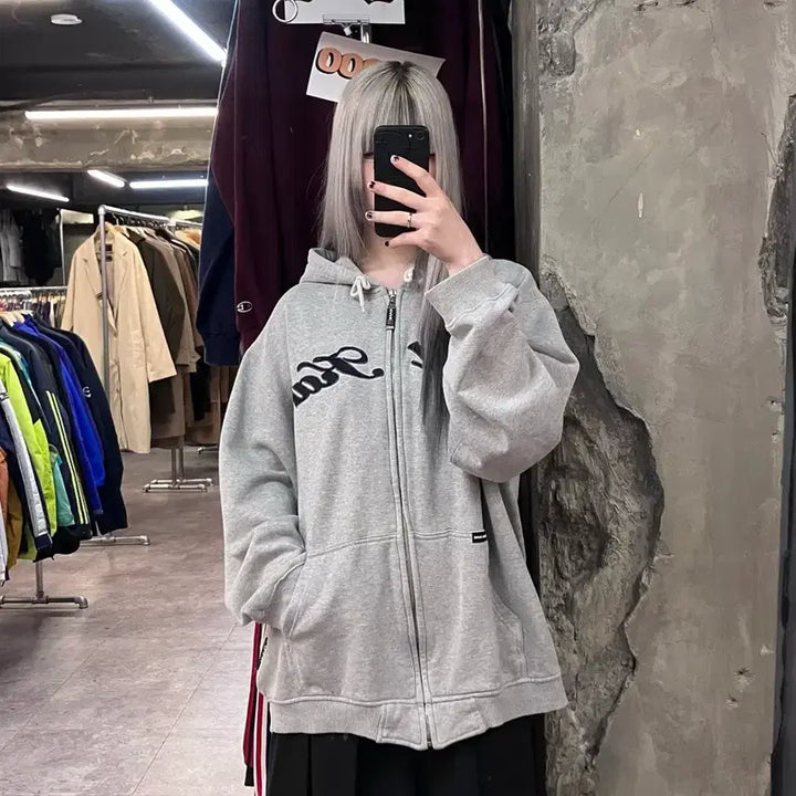 [BUNJANG] Karl Kani Hooded Zip-Up Gray L / 칼 카니 후드집업 그레이 L  