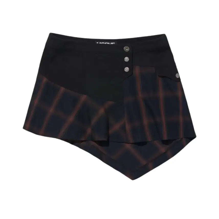 [BUNJANG] Mischief Asymmetric Two-Tone Mini Skirt Black Multi S / 미스치프 어시메트릭 투톤 미니 스커트 블랙 멀티 S