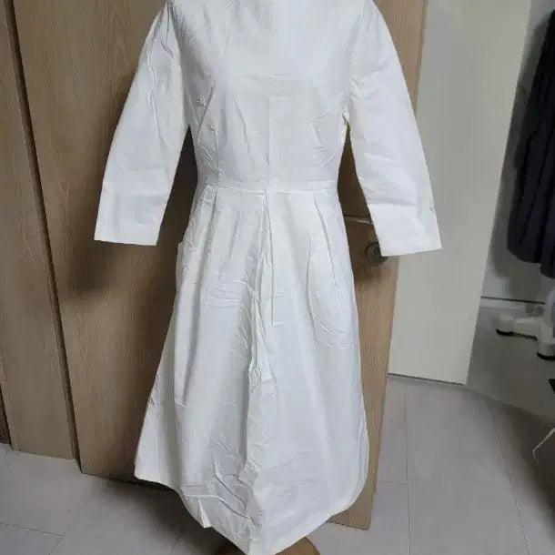 [BUNJANG] White Linen Long Dress / 화이트 긴팔 롱 원피스
