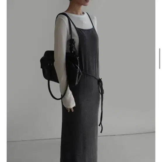 [BUNJANG] Laroom Winter Layered Long Dress / 라룸 윈터 레이어드 원피스 차콜